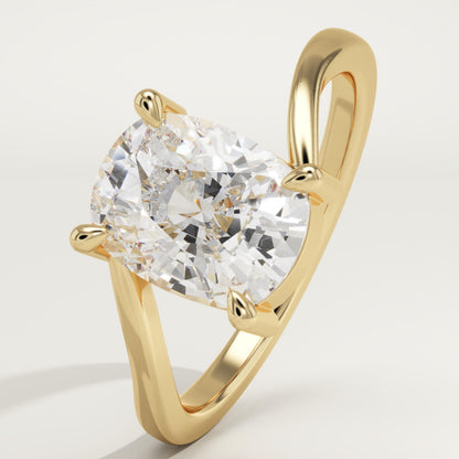 Elongated Cushion Cut Swirl Lab-Grown Diamond Engagement Ring