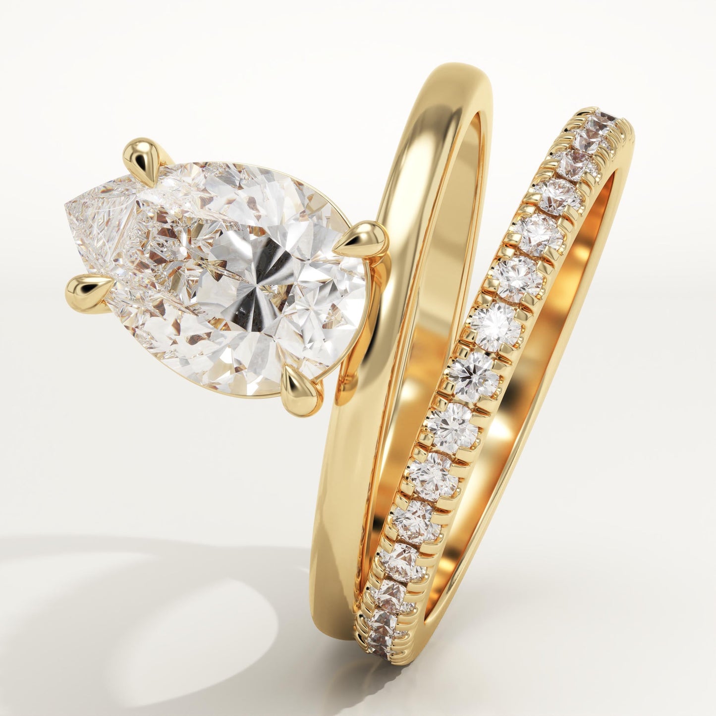 Pear Cut Pave Lab-Grown Diamond Engagement Ring