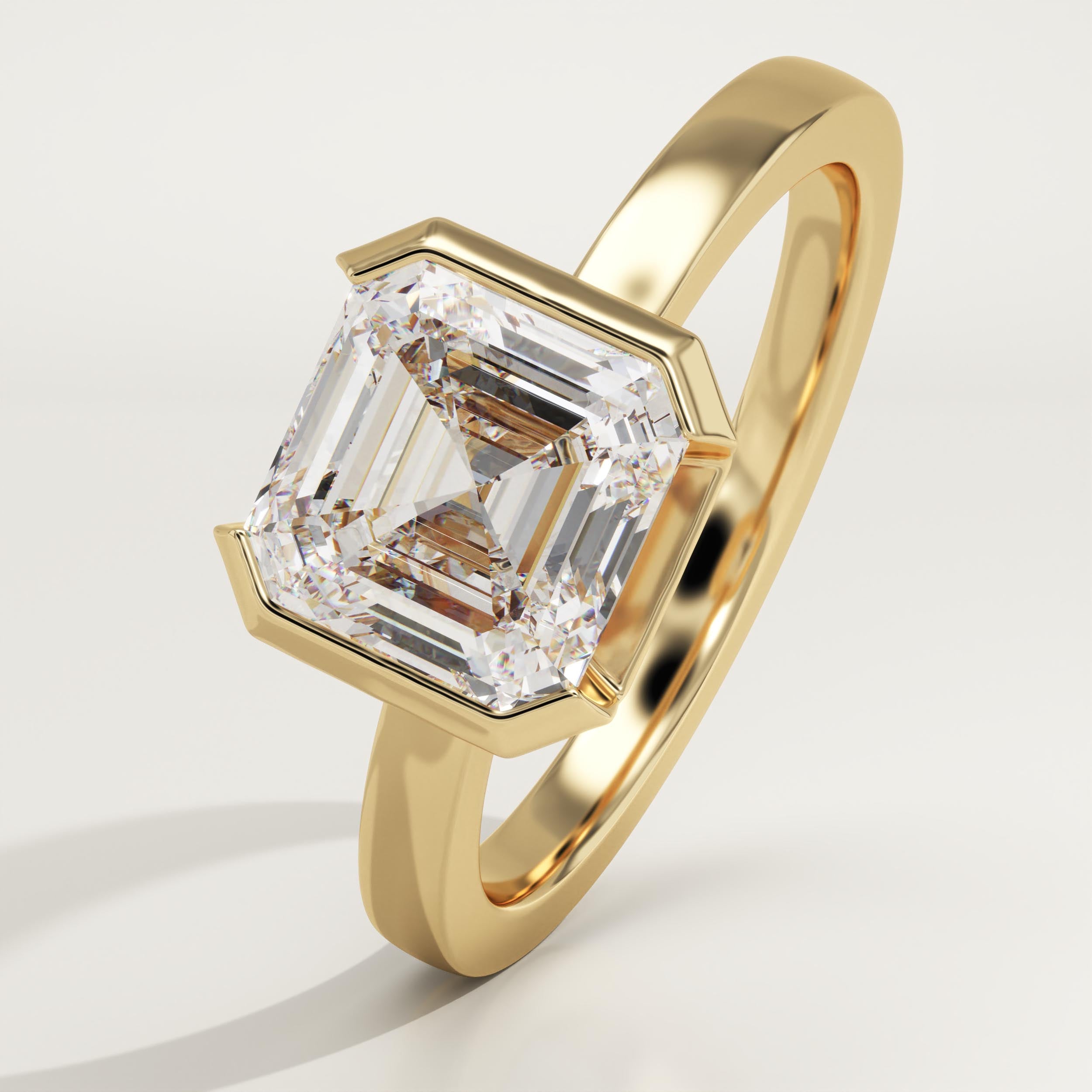 2.0 CT Asscher Cut Half Bezel Lab-Grown Diamond Engagement Ring