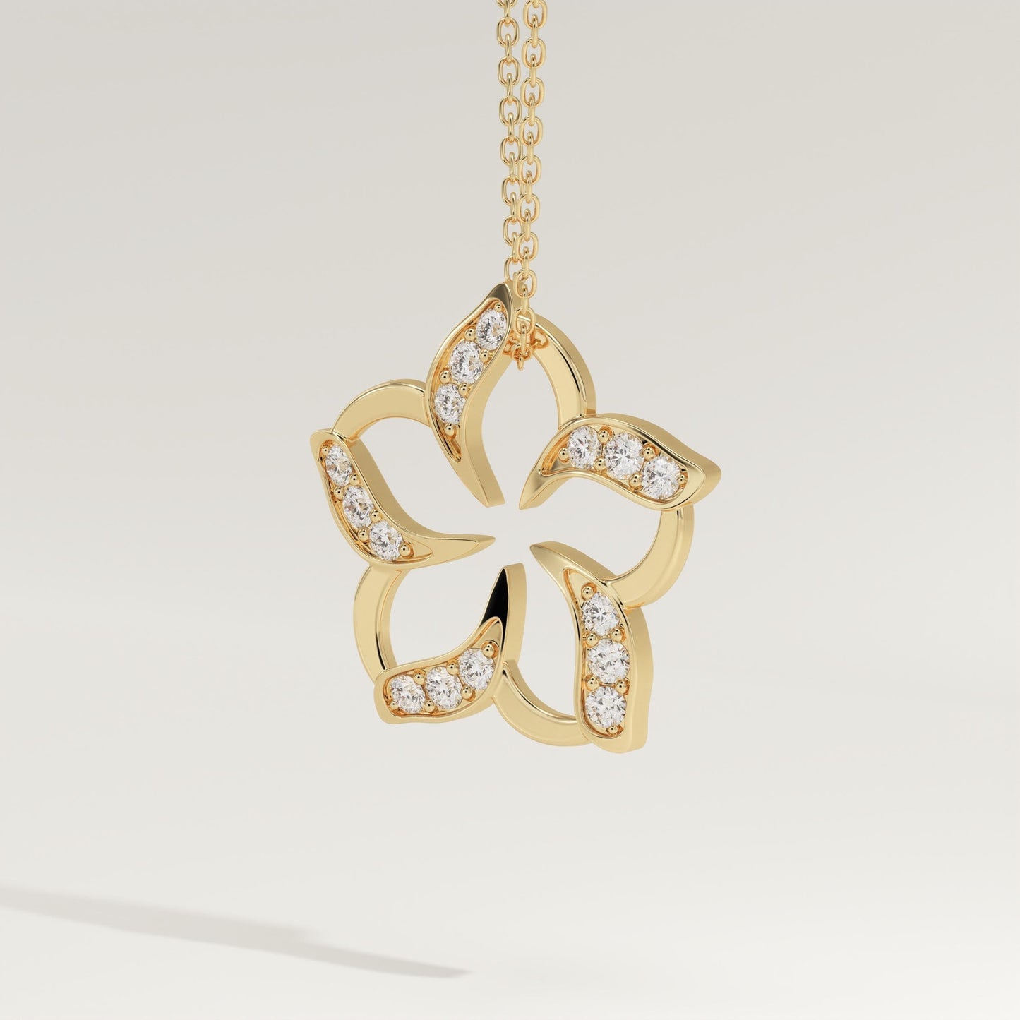0.23 TCW Round Lab-Grown Diamond Flower Charm Necklace