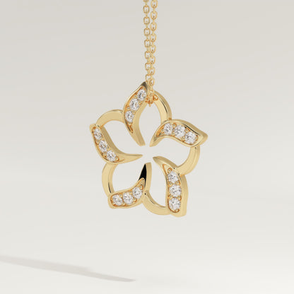 0.23 TCW Round Lab-Grown Diamond Flower Charm Necklace
