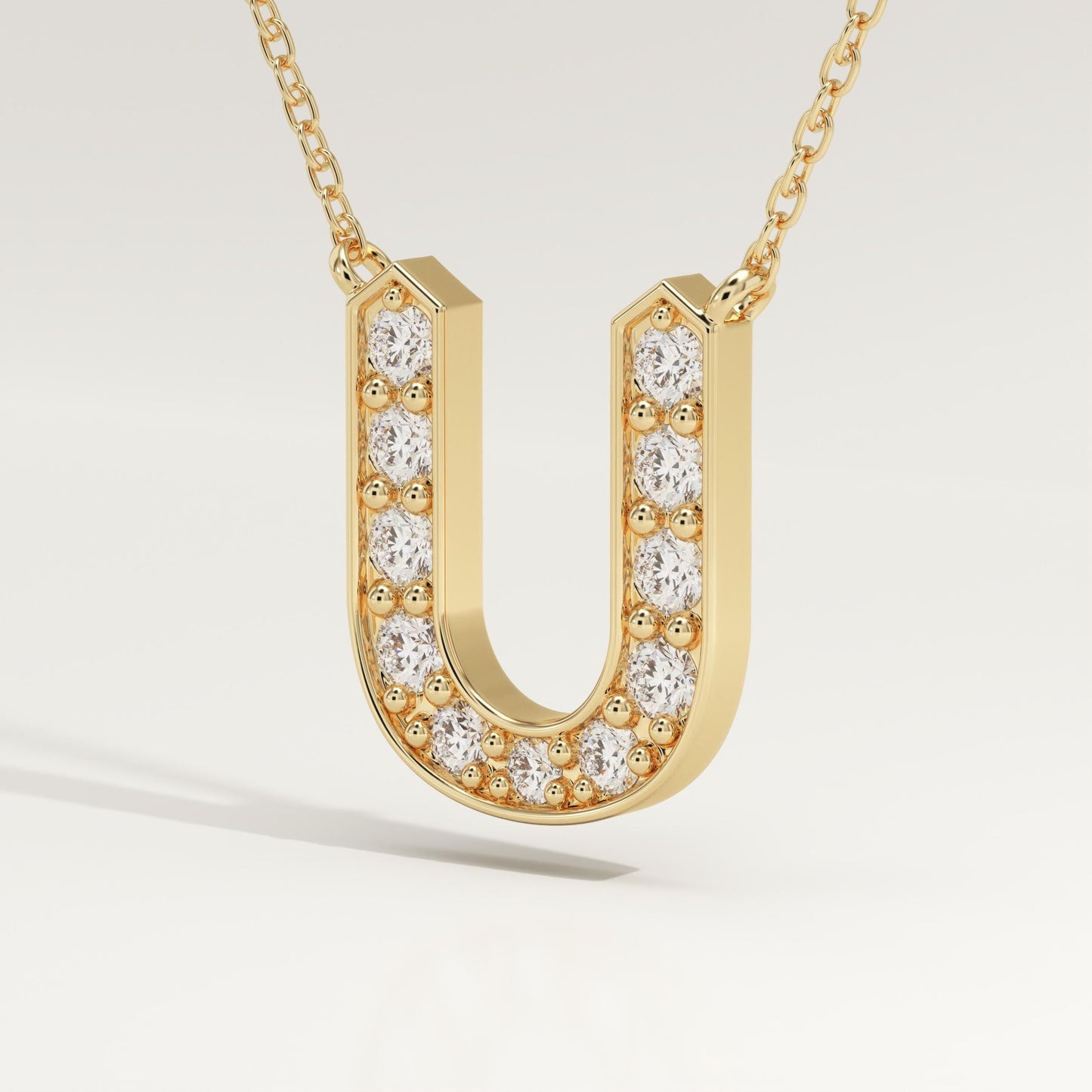 0.26 TCW Round Lab-Grown Diamond U Initial Necklace