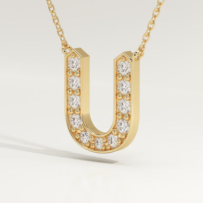 0.26 TCW Round Lab-Grown Diamond U Initial Necklace