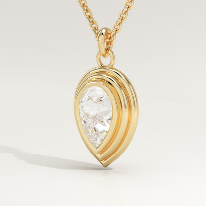 2 CT Pear Lab-Grown Diamond Solitaire & Bezel Necklace