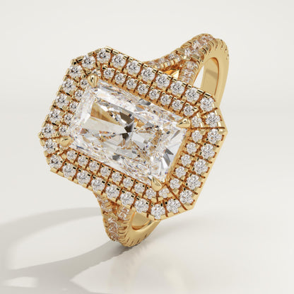 Radiant Cut Double Halo & Pave Split Shank Lab-Grown Diamond Engagement Ring