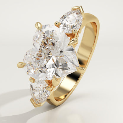 Heart Cut Three Stone Lab-Grown Diamond Engagement Ring
