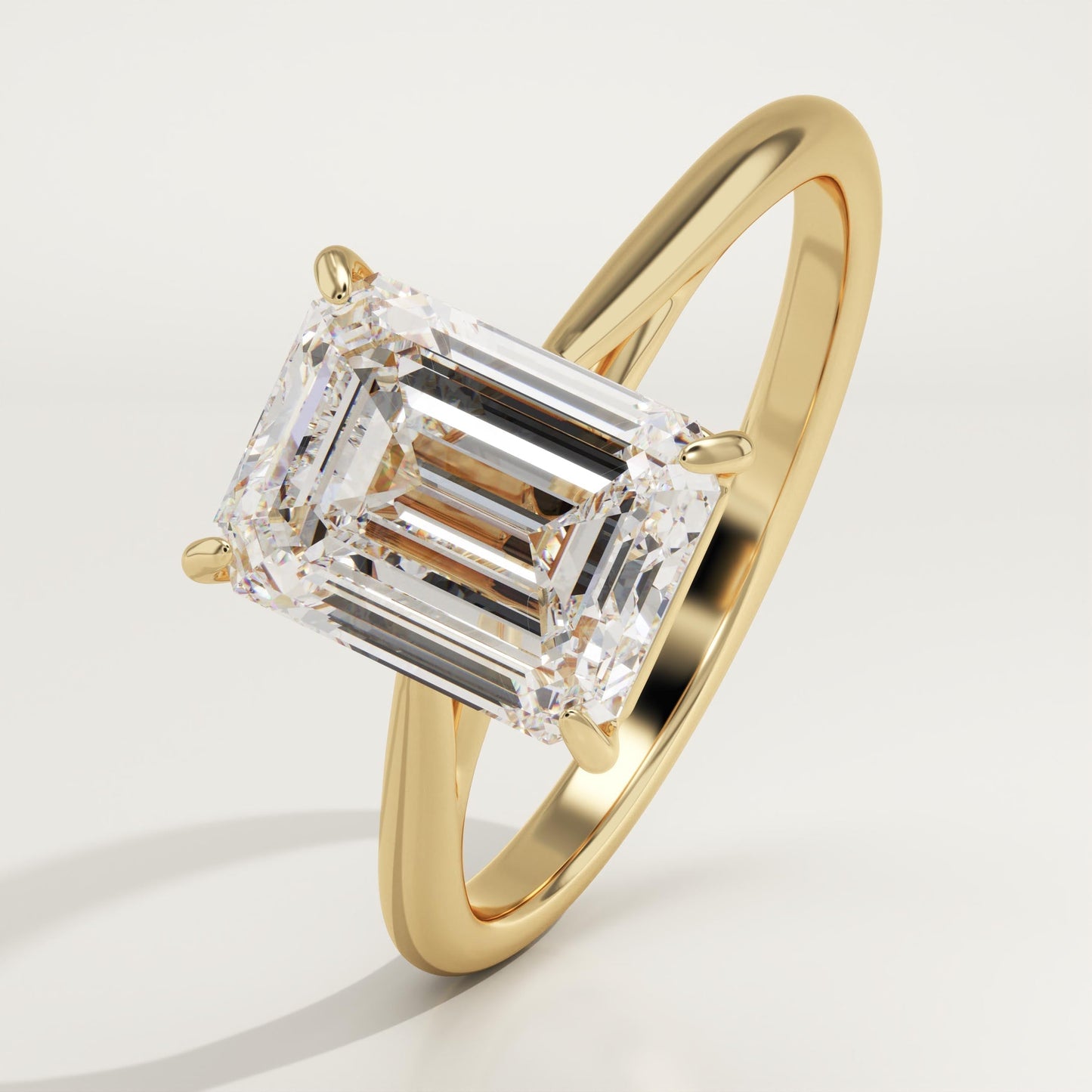 Emerald Cut Solitaire Cathedral Lab-Grown Diamond Engagement Ring