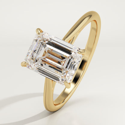 Emerald Cut Solitaire Cathedral Lab-Grown Diamond Engagement Ring