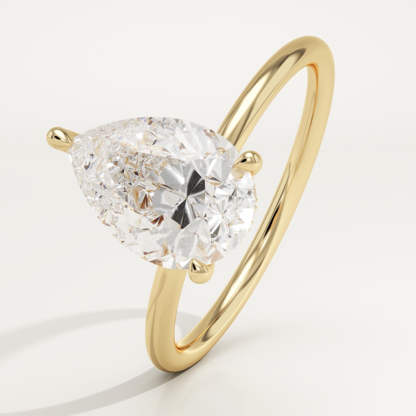 Pear Cut Hidden Halo Lab-Grown Diamond Engagement Ring