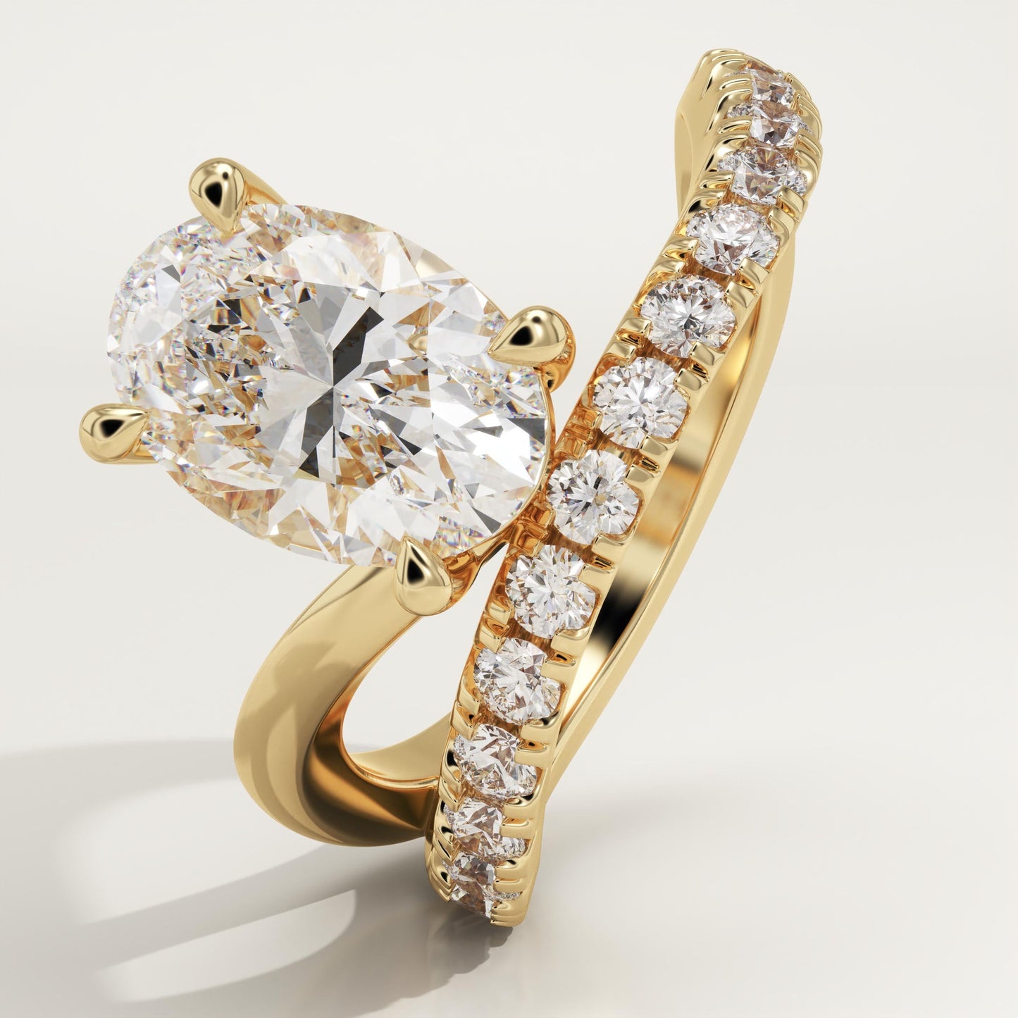 Oval Cut Pave Lab-Grown Diamond Engagement Ring