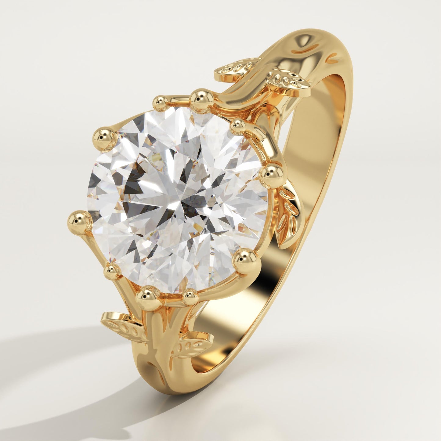 Round Cut Nature Inspired Lab-Grown Diamond Engagement Ring