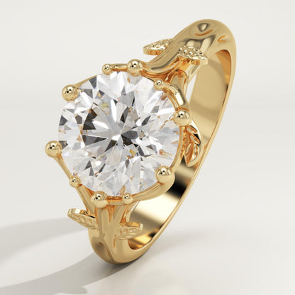 Round Cut Nature Inspired Lab-Grown Diamond Engagement Ring