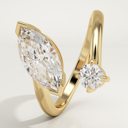 1.75 TCW Marquise & Round Cut Toi Et Moi Lab-Grown Diamond Engagement Ring