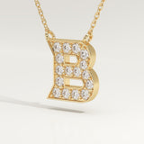 0.323 TCW Round Lab-Grown Diamond B Initial Necklace