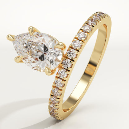 Pear Cut Pave Lab-Grown Diamond Engagement Ring