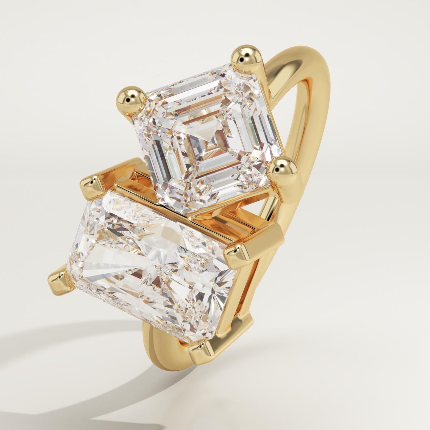4.75 TCW Radiant & Asscher Cut Toi Et Moi Lab-Grown Diamond Engagement Ring