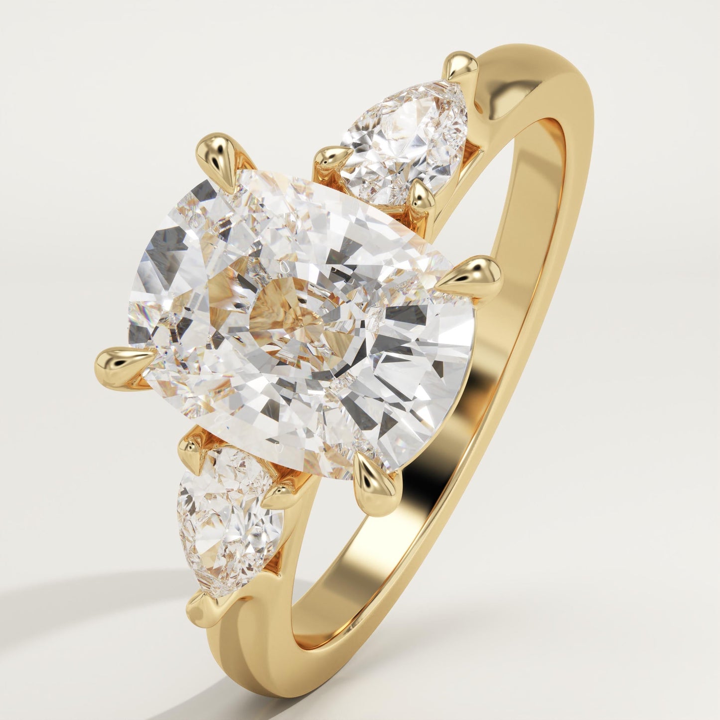 Elongated Cushion Cut Three stone Lab-Grown Diamond Engagement Ring
