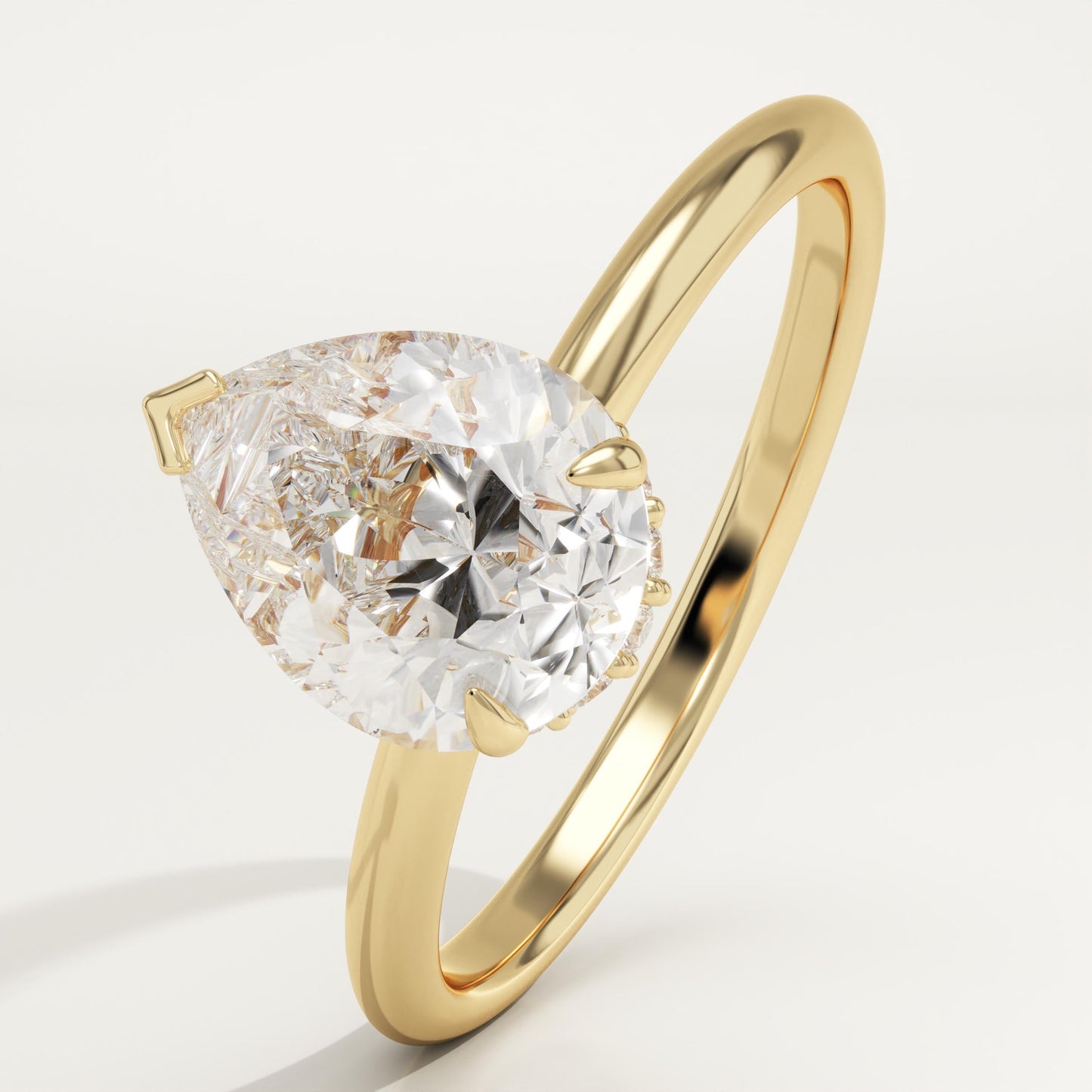 1.5 CT Pear Cut Hidden Halo Moissanite Engagement Ring