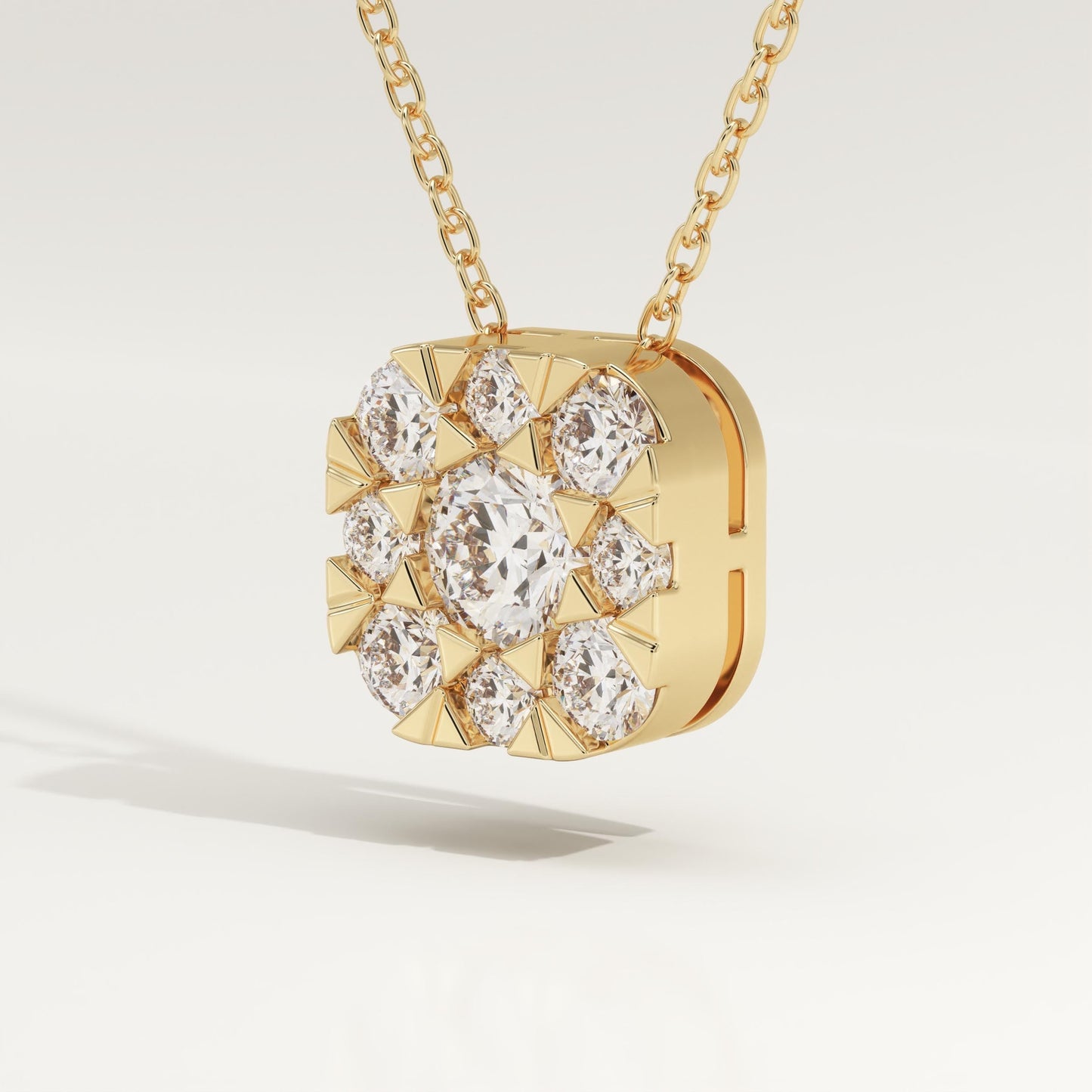 1.16 TCW Round Lab-Grown Diamond Cushion Charm Necklace