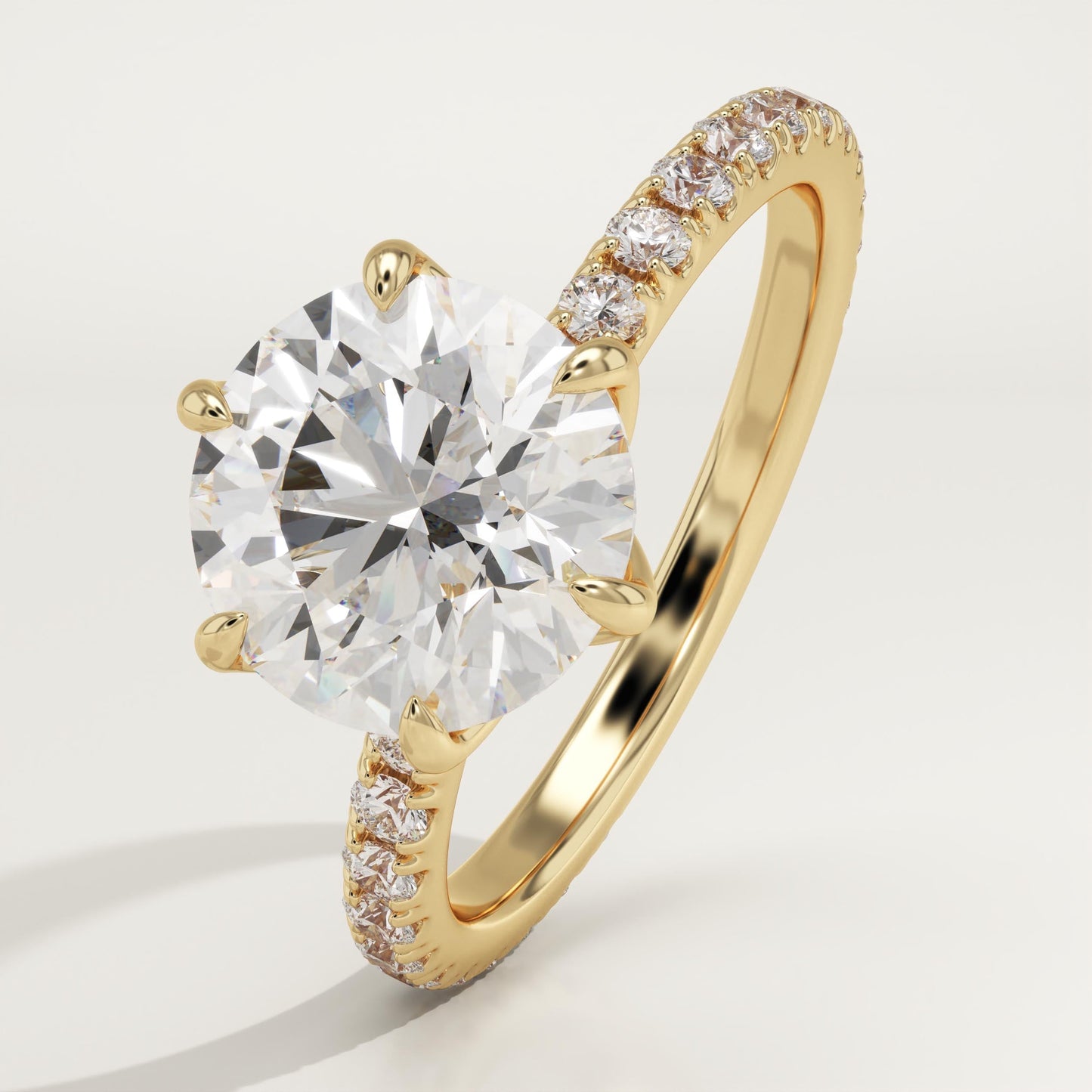 2 CT Round Cut Pave Moissanite Engagement Ring
