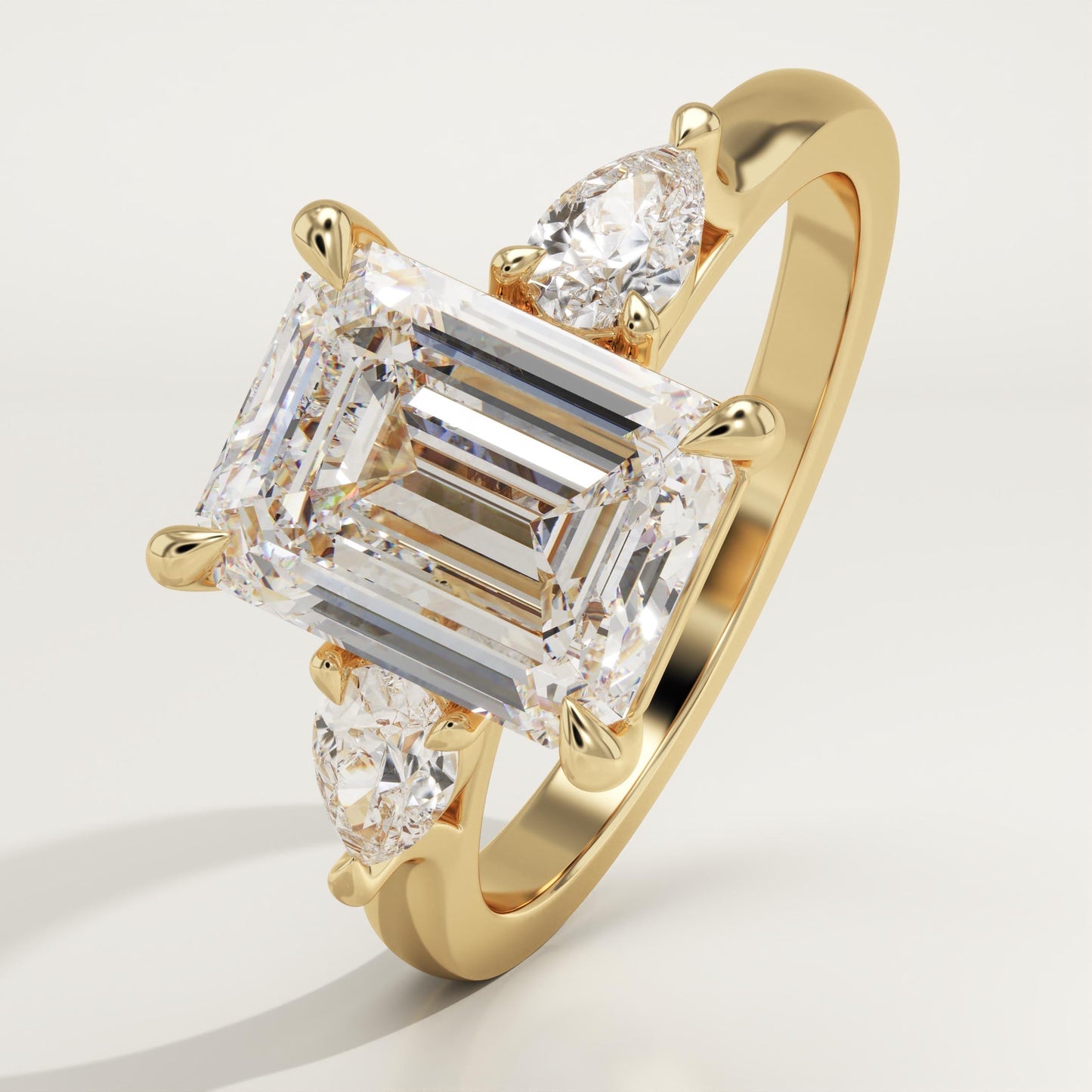 Emerald Cut Three Stone Lab-Grown Diamond Engagement Ring