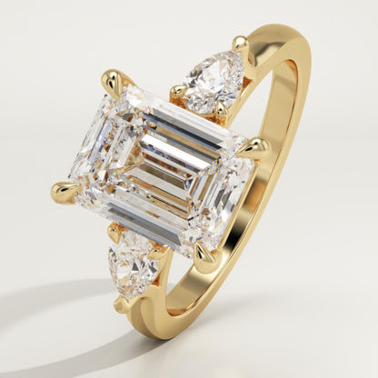 Emerald Cut Three Stone Lab-Grown Diamond Engagement Ring