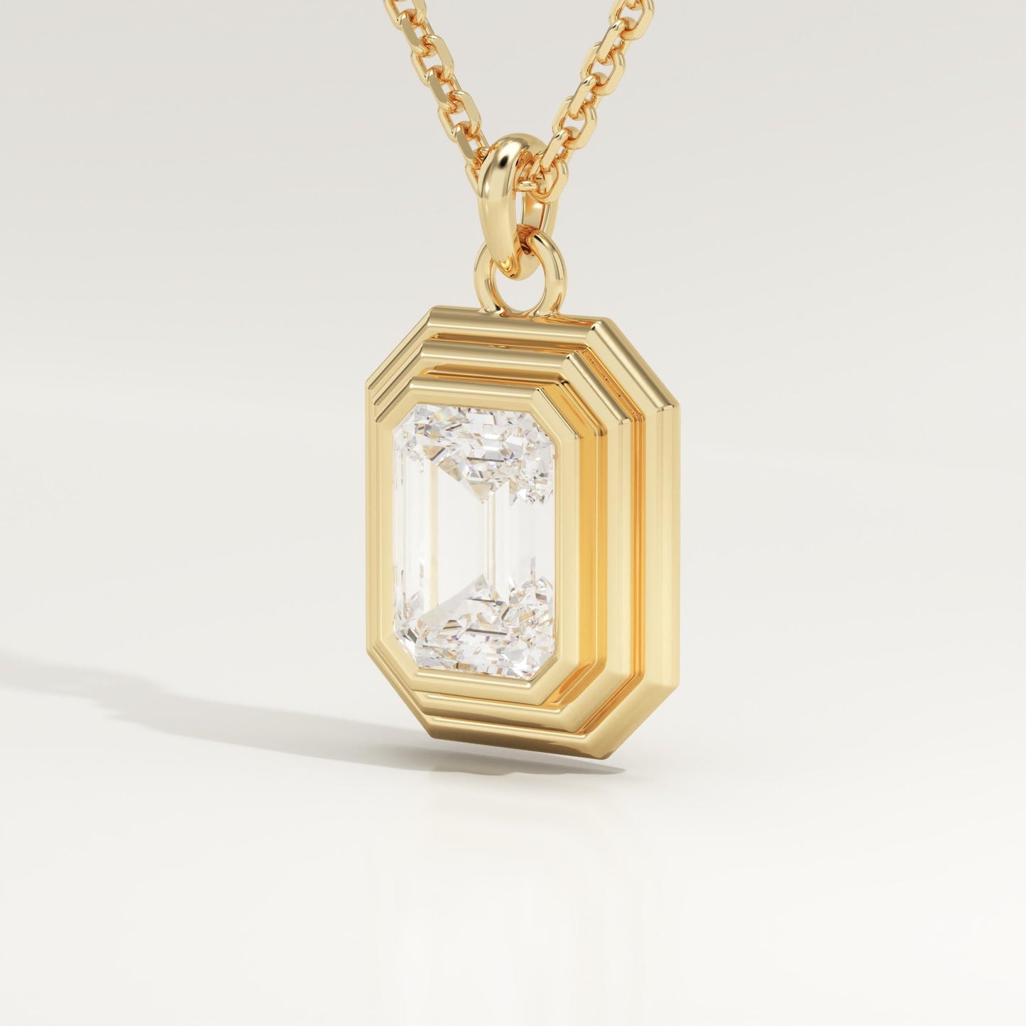2 CT Emerald Lab-Grown Diamond Solitaire & Bezel Necklace