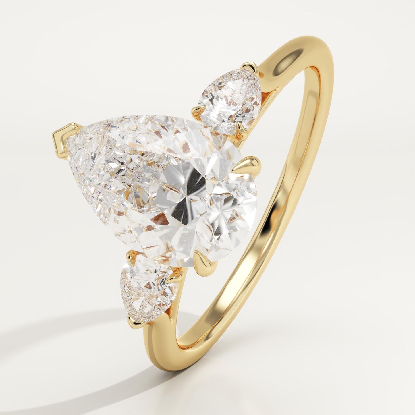 Pear Cut Three Stone Lab-Grown Diamond Engagement Ring