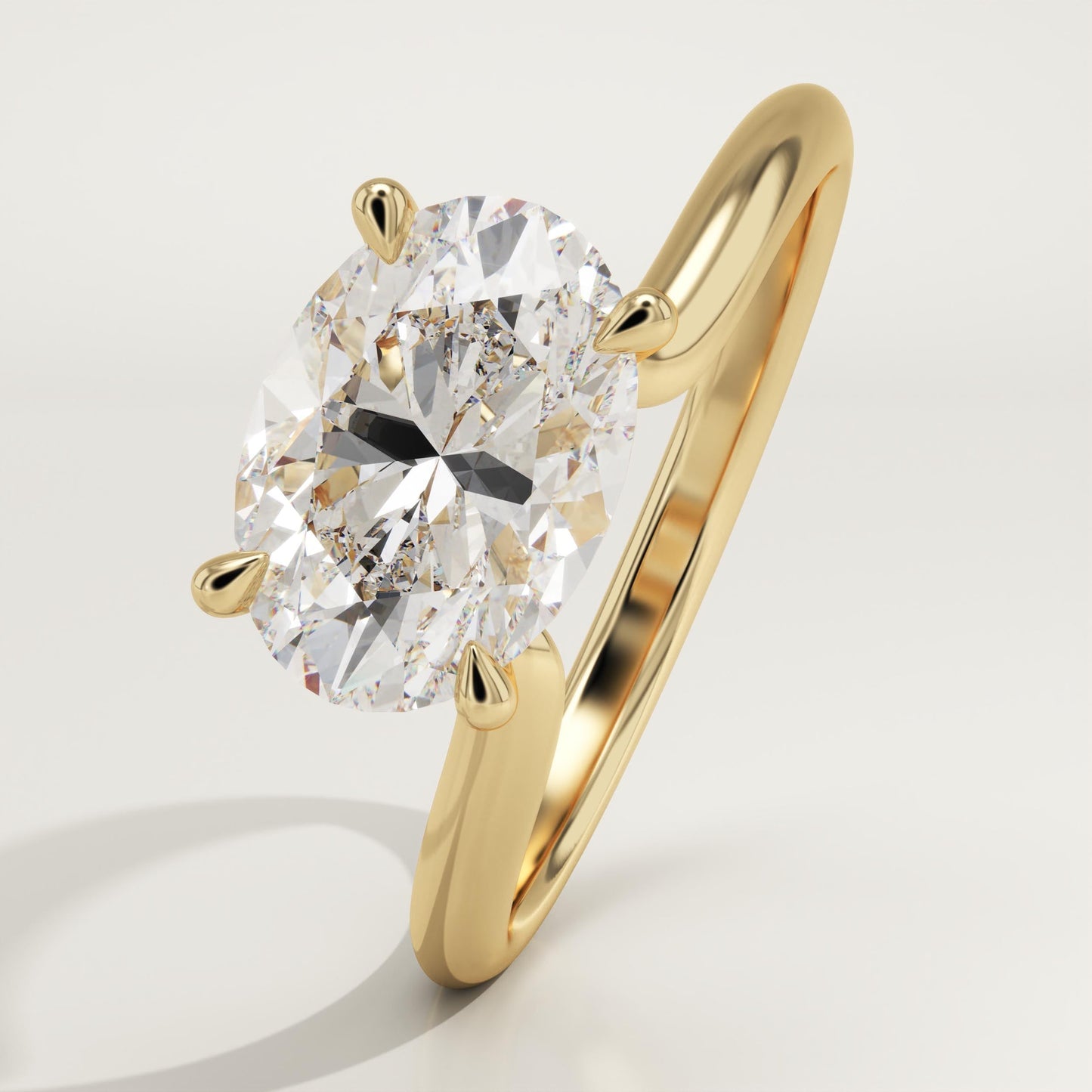 East-West Oval Cut Solitaire Lab-Grown Diamond Engagement Ring