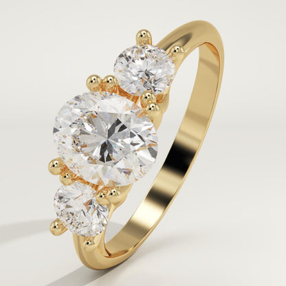 1.91 CT Oval Cut Moissanite Three Stone Engagement Ring (US Size 11 Ready To Ship)