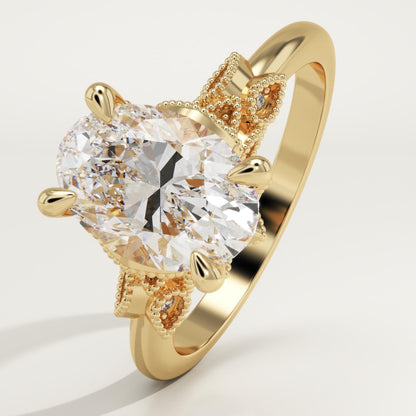Oval Cut Cluster Lab-Grown Diamond Engagement Ring