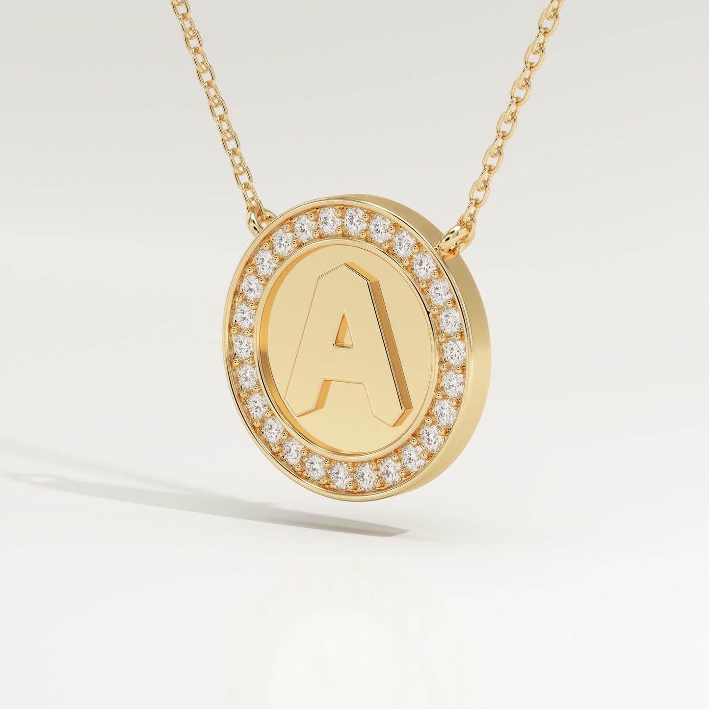 0.17 TCW Round Lab-Grown Diamond A Initial Necklace