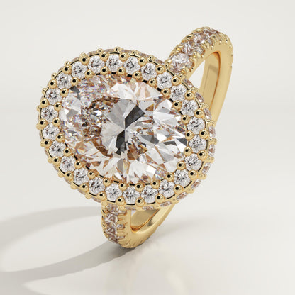 Oval Cut Halo & Pave Lab-Grown Diamond Engagement Ring