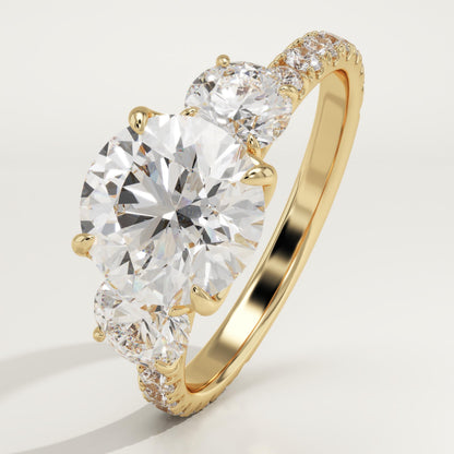 2 CT Round Cut Three Stone Moissanite Engagement Ring