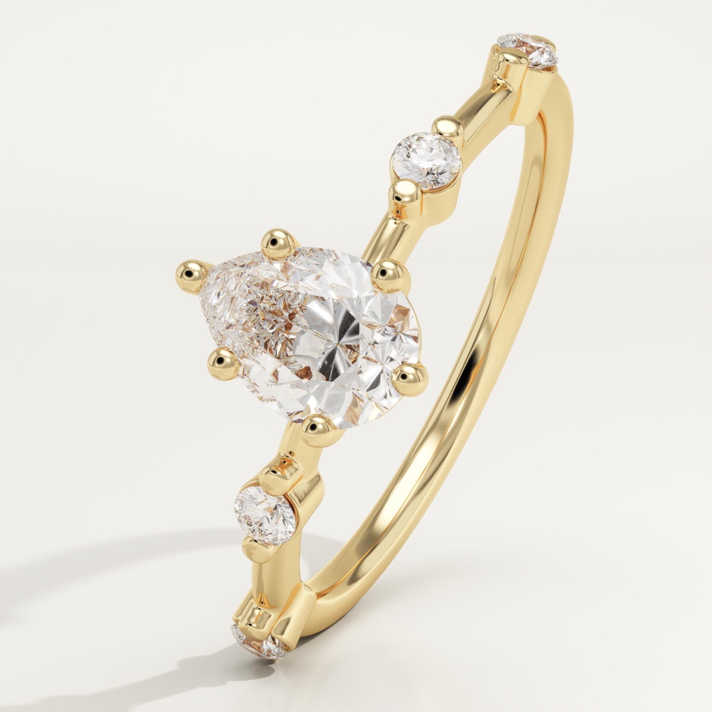 Pear Cut Dainty Pave Lab-Grown Diamond Engagement Ring