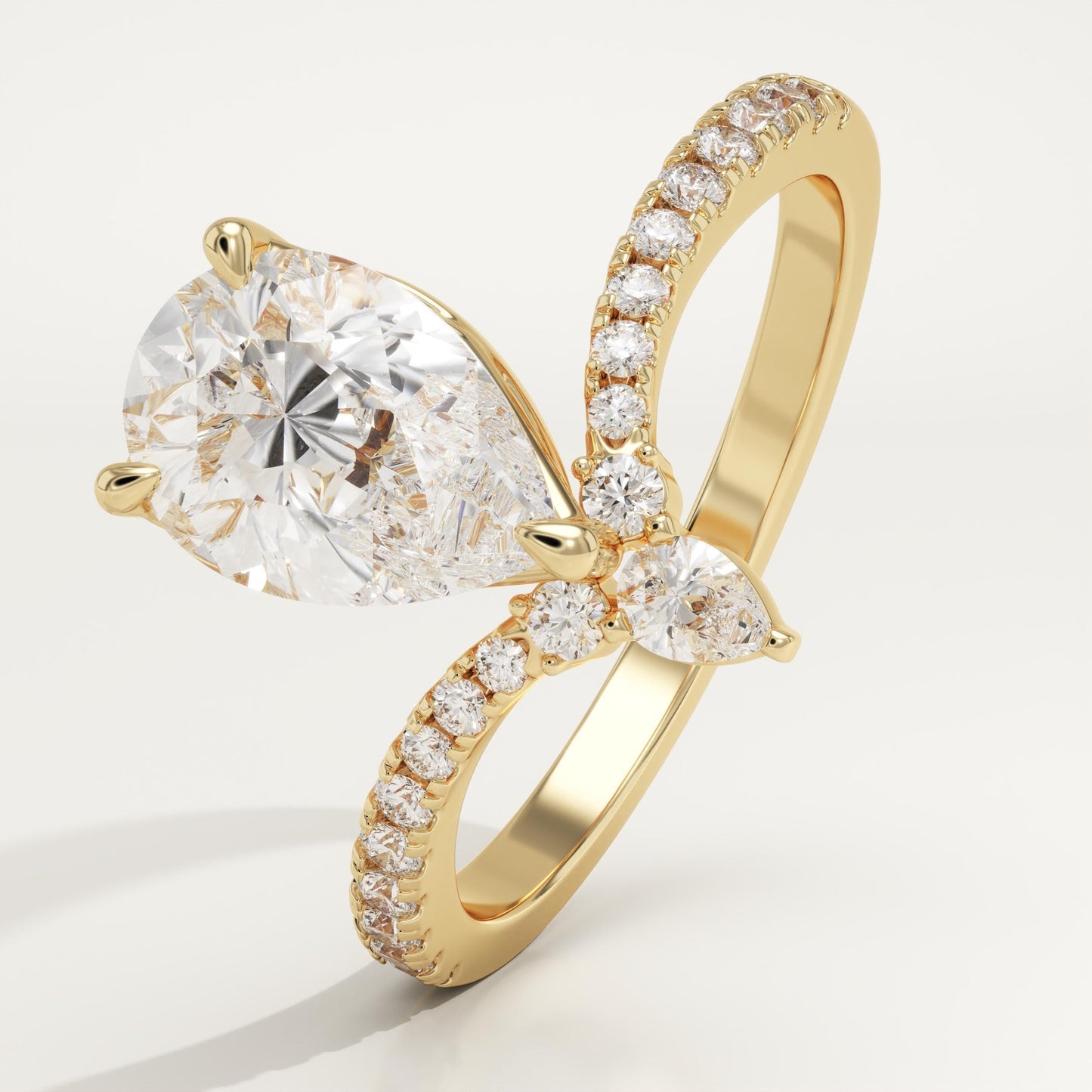 Pear Cut Pave Lab-Grown Diamond Engagement Ring