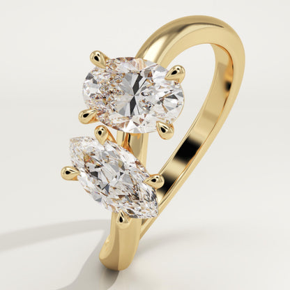 1.25 TCW Oval & Marquise Cut Toi Et Moi Lab-Grown Diamond Engagement Ring