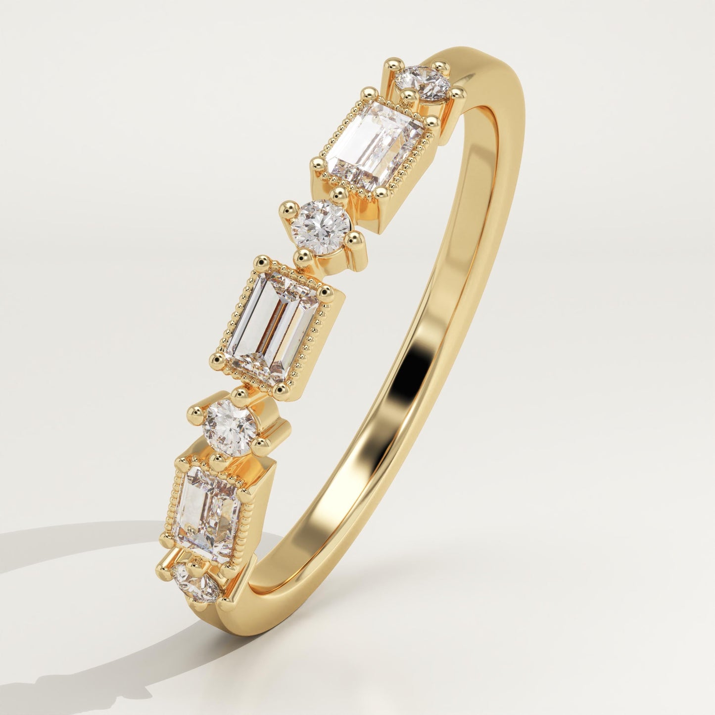 0.31 TCW Baguette & Round Lab-Grown Diamond Half Eternity Wedding Band