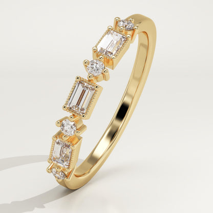 0.31 TCW Baguette & Round Lab-Grown Diamond Half Eternity Wedding Band