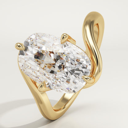 Elongated Cushion Cut Solitaire Lab-Grown Diamond Engagement Ring