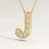 0.356 TCW Round Lab-Grown Diamond J Initial Necklace