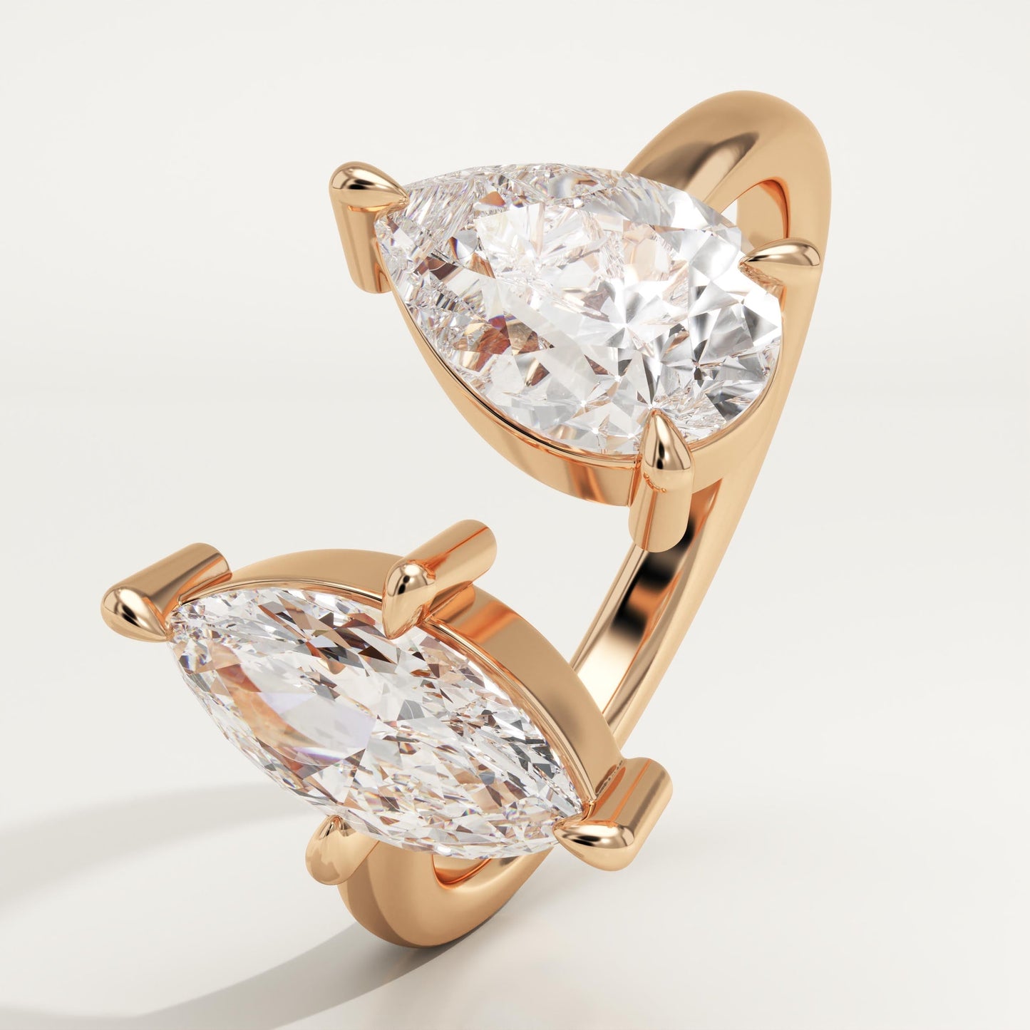 2 TCW Pear & Marquise Cut Toi Et Moi Lab-Grown Diamond Engagement Ring