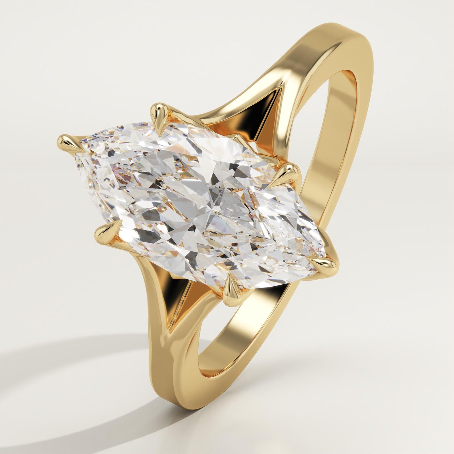 Marquise Cut Solitaire Split Shank Lab-Grown Diamond Engagement Ring