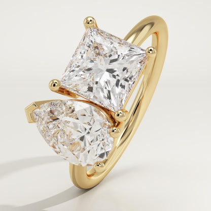 4.75 TCW Princess & Pear Cut Toi Et Moi Lab-Grown Diamond Engagement Ring