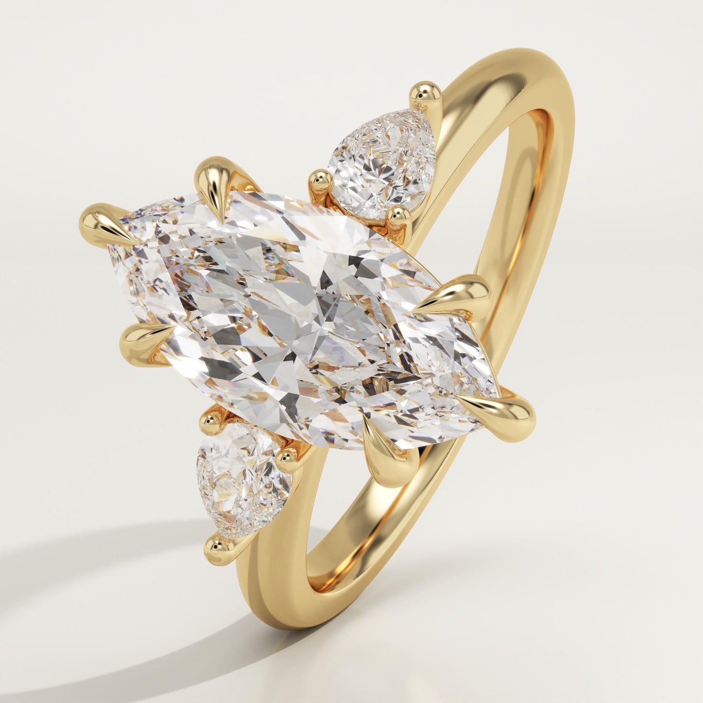 Marquise Cut Three Stone Lab-Grown Diamond Engagement Ring