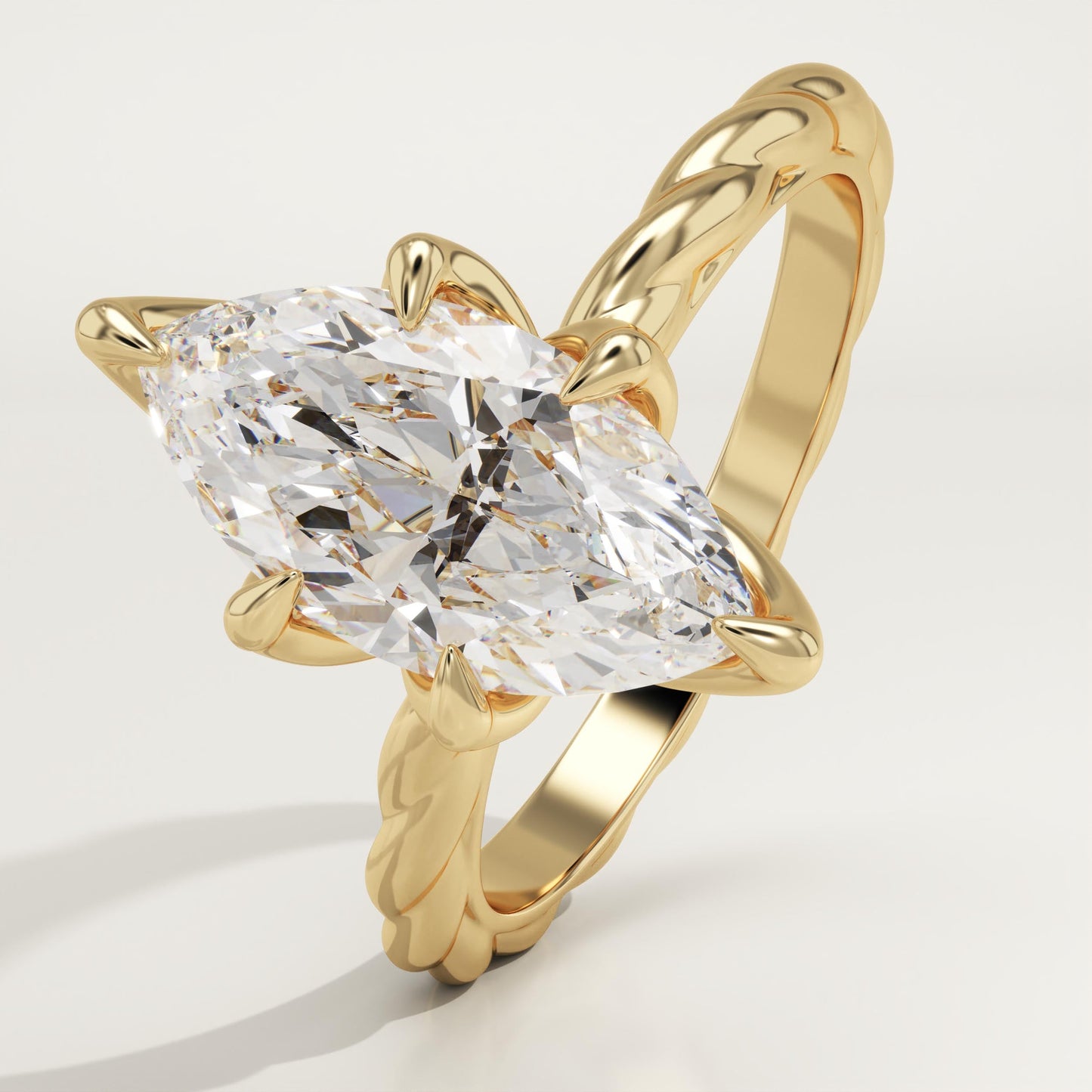 Marquise Cut Twisted Shank Lab-Grown Diamond Engagement Ring