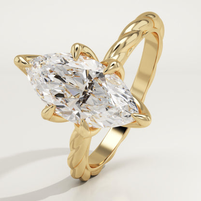 Marquise Cut Twisted Shank Lab-Grown Diamond Engagement Ring