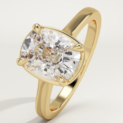 Elongated Cushion Cut Solitaire Cathedral Lab-Grown Diamond Engagement Ring