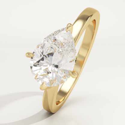 East West Pear Cut Hidden Halo Lab-Grown Diamond Engagement Ring