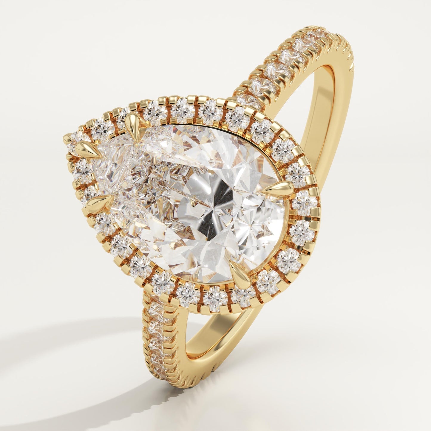 Pear Cut Halo & Pave Cathedral Lab-Grown Diamond Engagement Ring